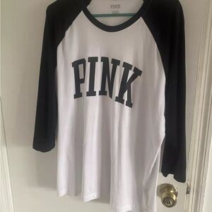 PINK Black and White Raglan T-Shirt
